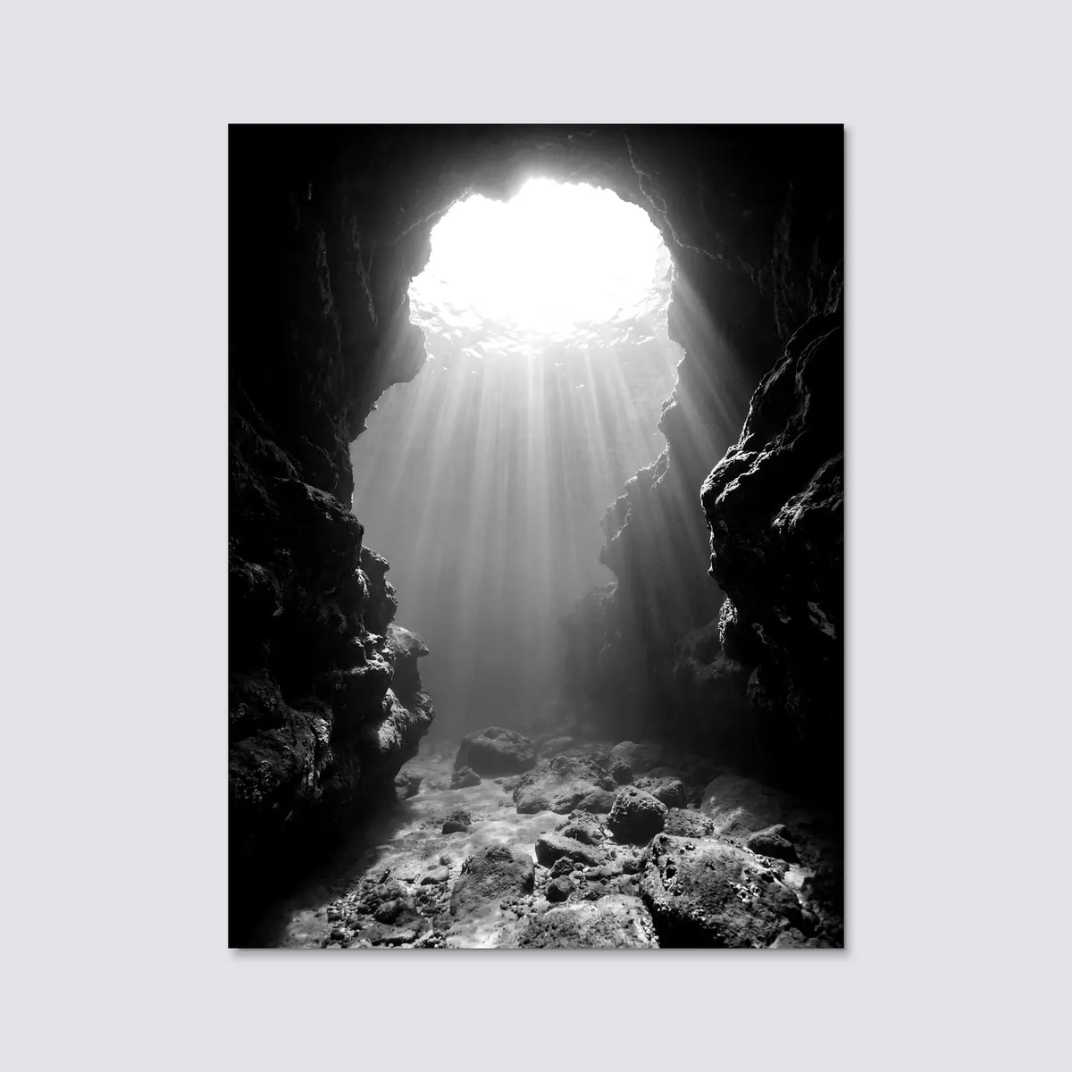 Tableau Grotte sous-marine N&B | en Métal Format A3
