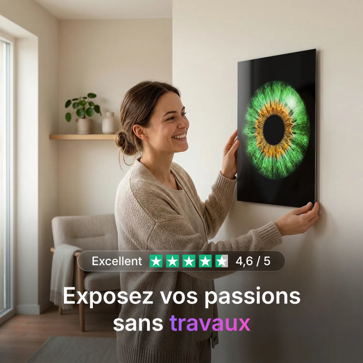 Tableau Iris vert | en Métal Format A3