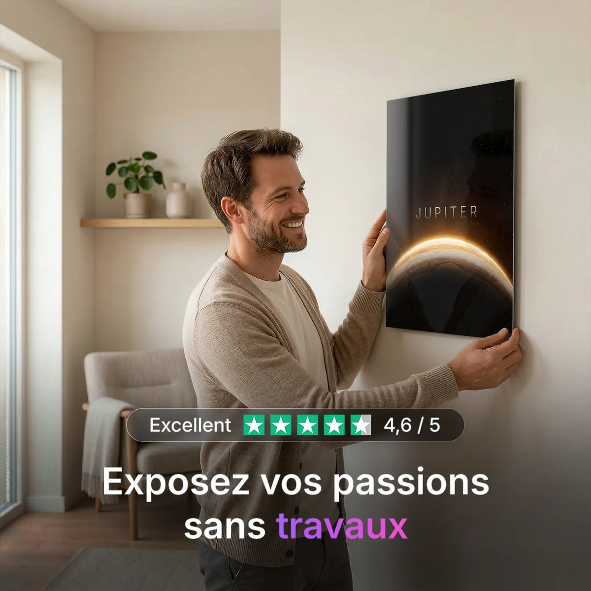 Tableau Jupiter Horizon | en Métal Format A3