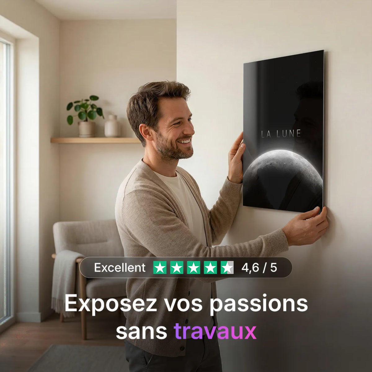 Tableau La Lune Horizon | en Métal Format A3