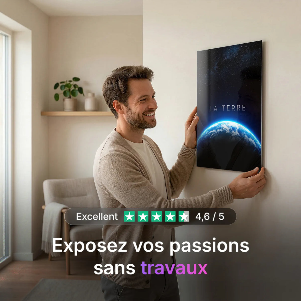 Tableau La Terre Horizon | en Métal Format A3