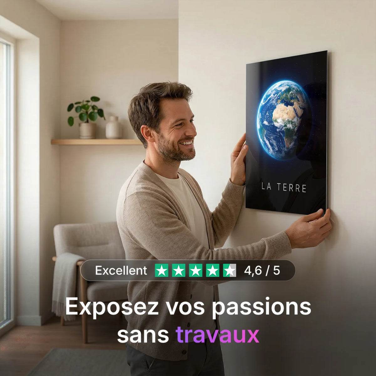 Tableau La Terre | en Métal Format A3
