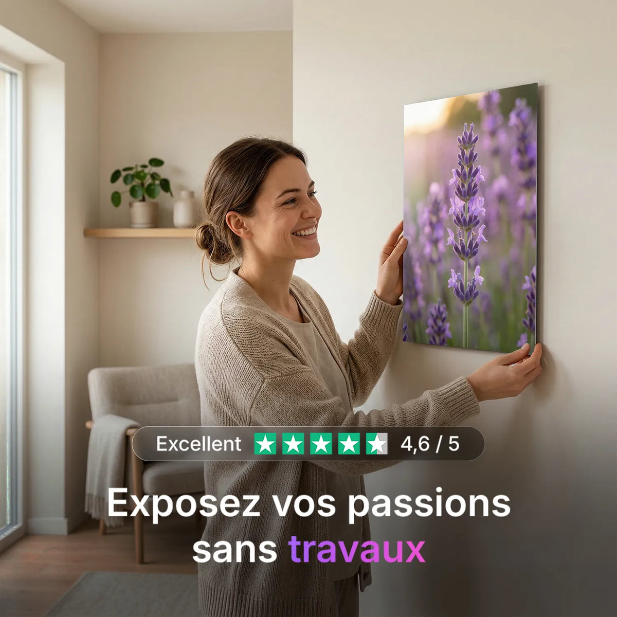 Tableau Champs de Lavande | en Métal Format A3