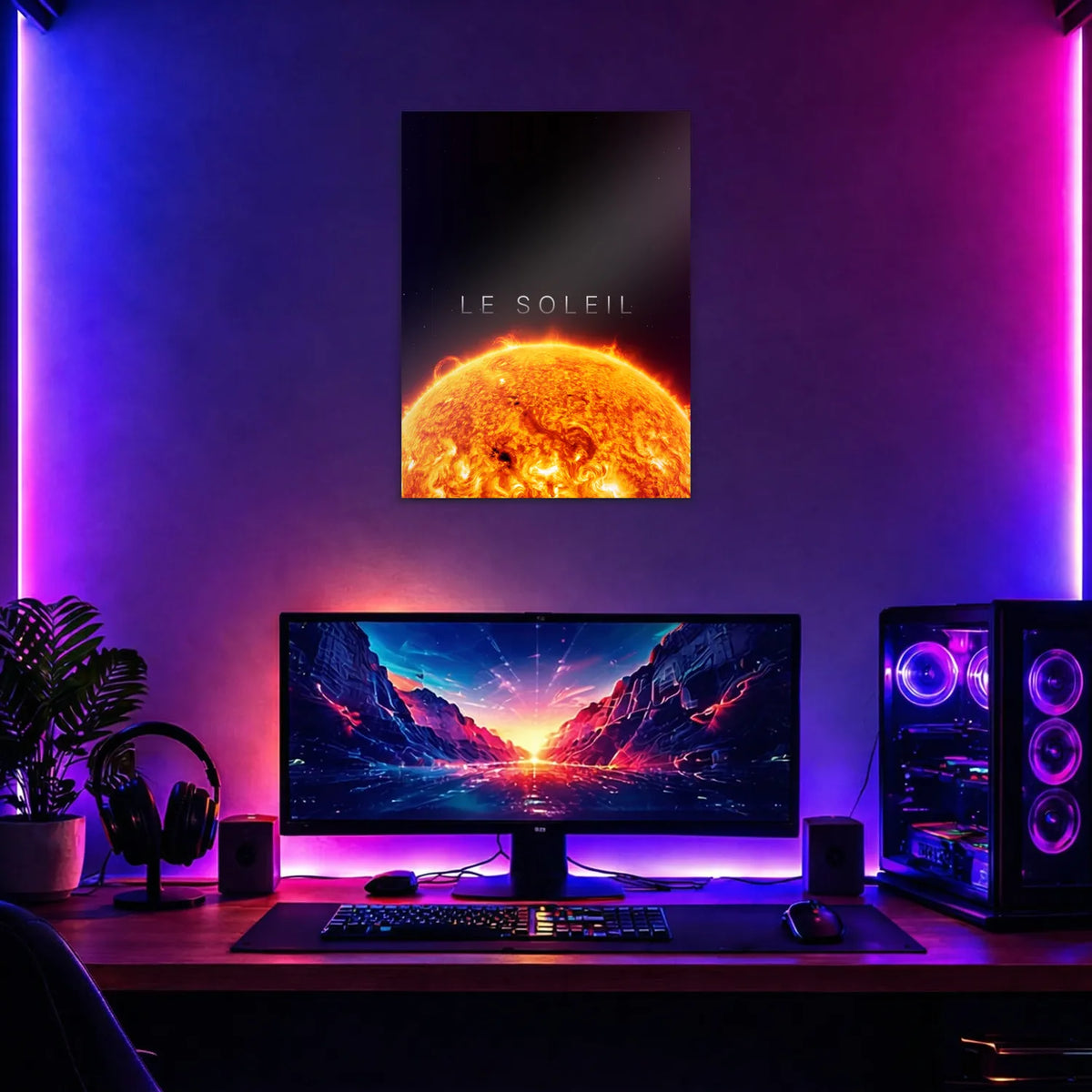 Tableau Le Soleil Horizon | en Métal Format A3