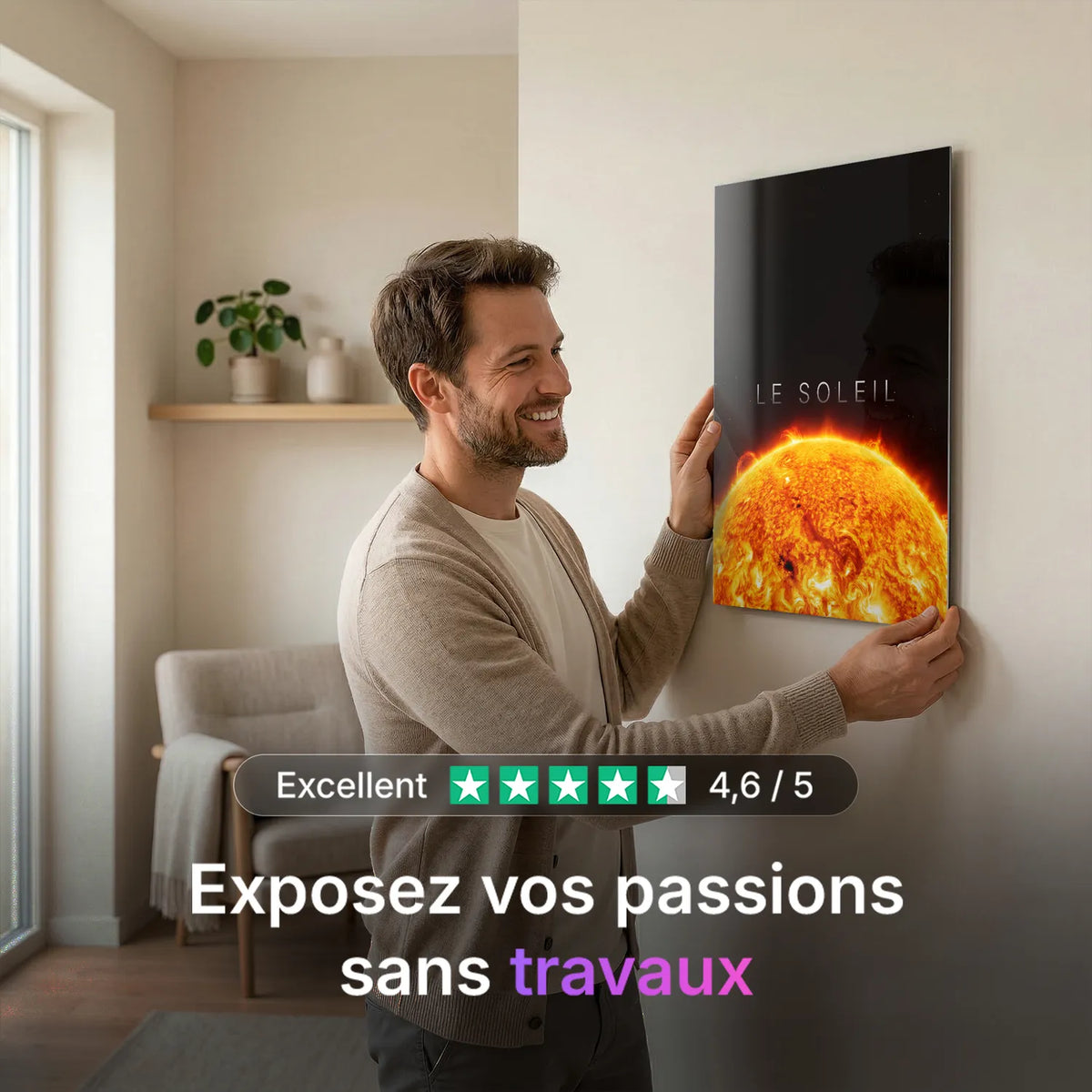 Tableau Le Soleil Horizon | en Métal Format A3