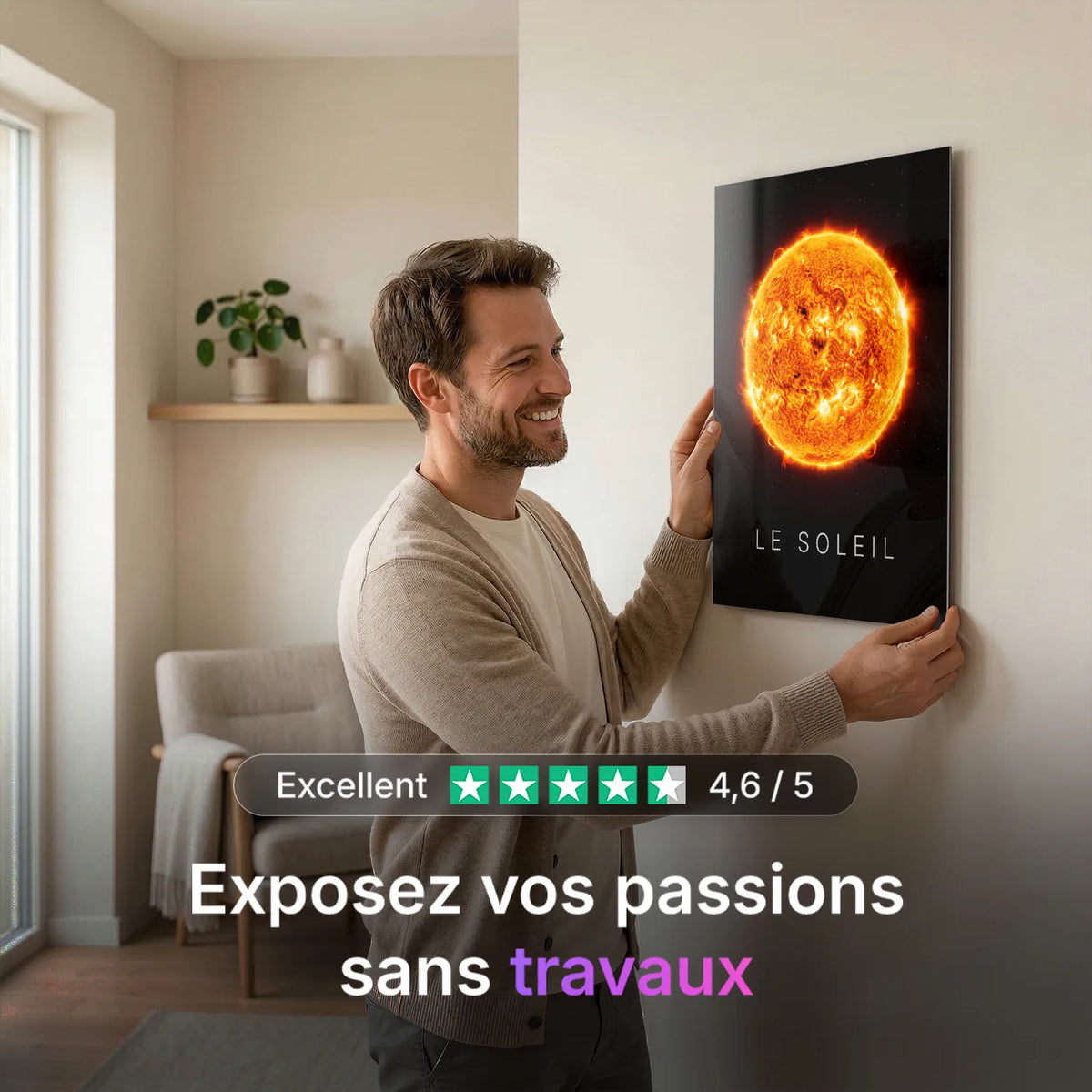 Tableau Le Soleil | en Métal Format A3