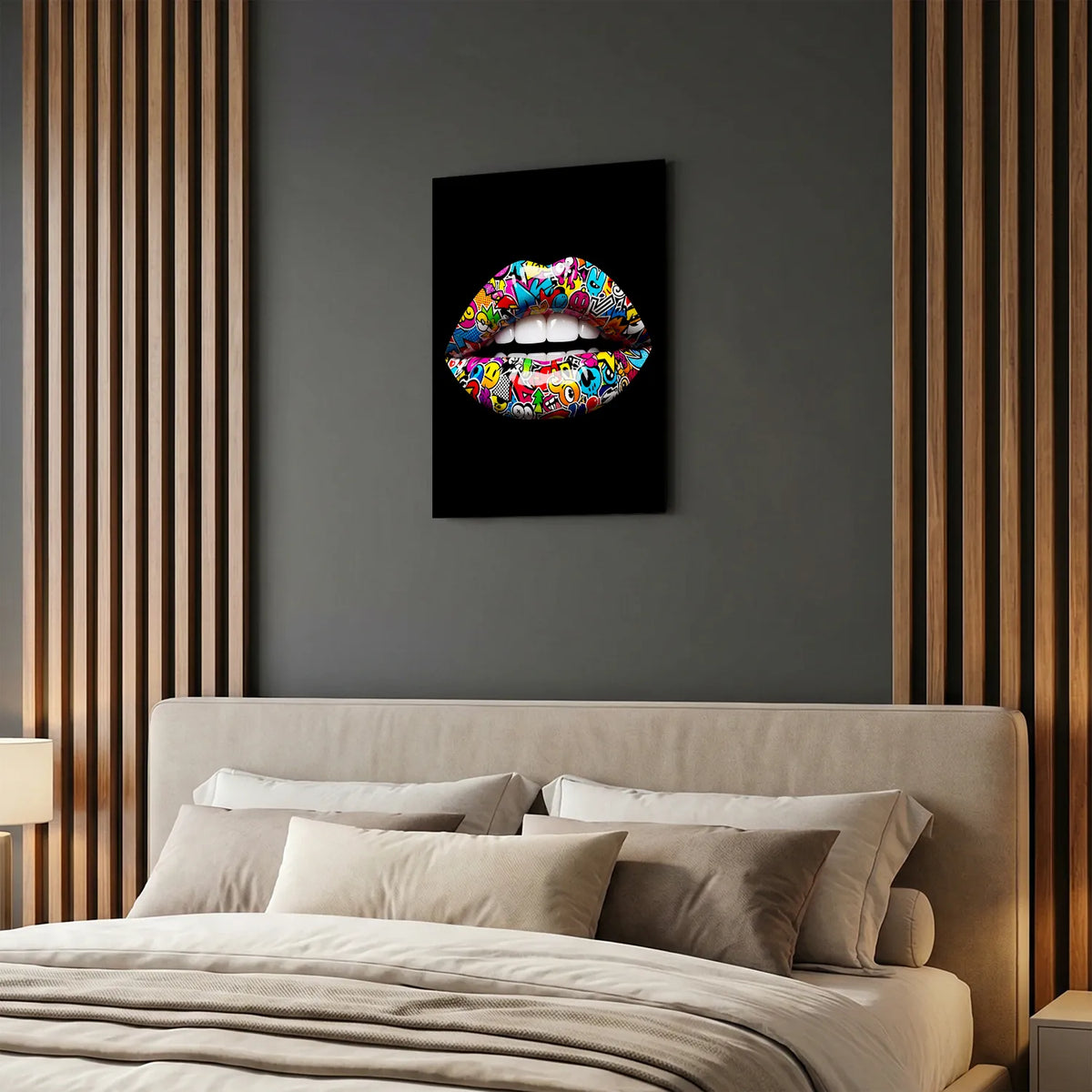 Tableau Lèvres Pop-art — Noir | en Métal Format A3