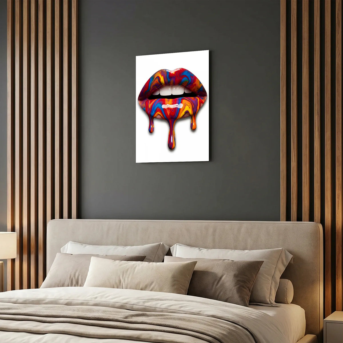 Tableau Lèvres peinture — Blanc | en Métal Format A3