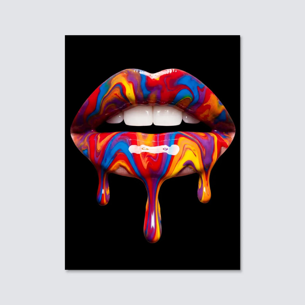 Tableau Lèvres peinture — Noir | en Métal Format A3