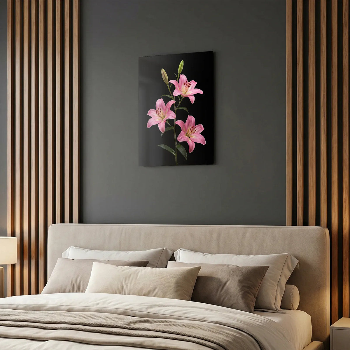 Tableau Lys Orientaux roses | en Métal Format A3