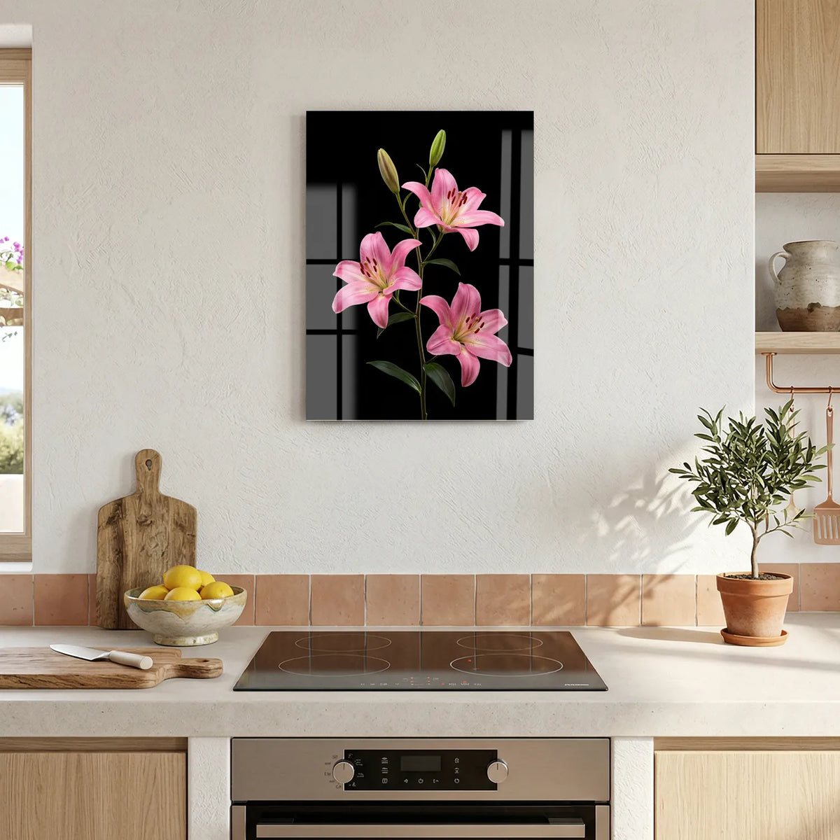 Tableau Lys Orientaux roses | en Métal Format A3