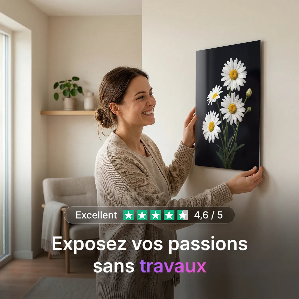 Tableau Marguerites Blanches | en Métal Format A3