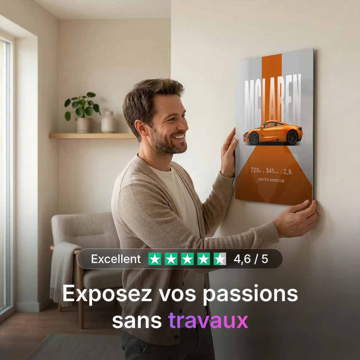 Tableau McLaren 720S — Studio | en Métal Format A3