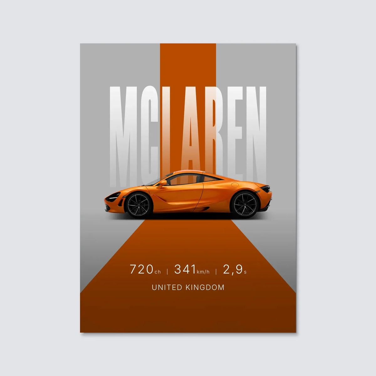 Tableau McLaren 720S — Studio | en Métal Format A3