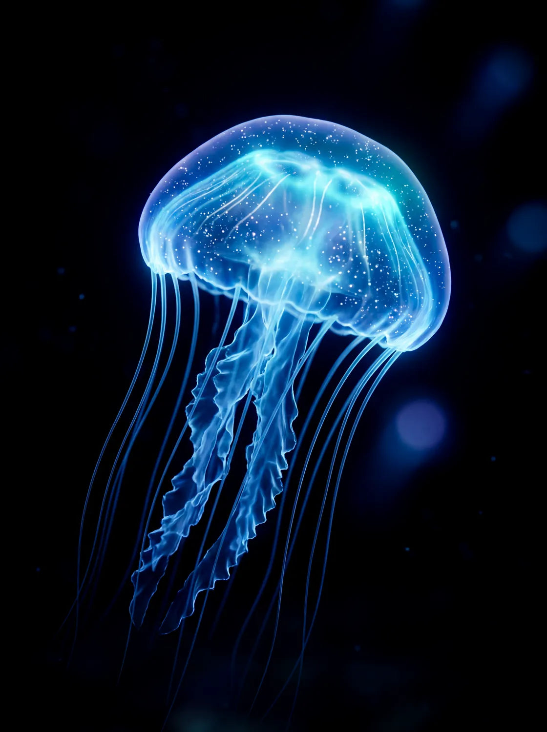 Tableau Méduse Bleue | en Métal Format A3