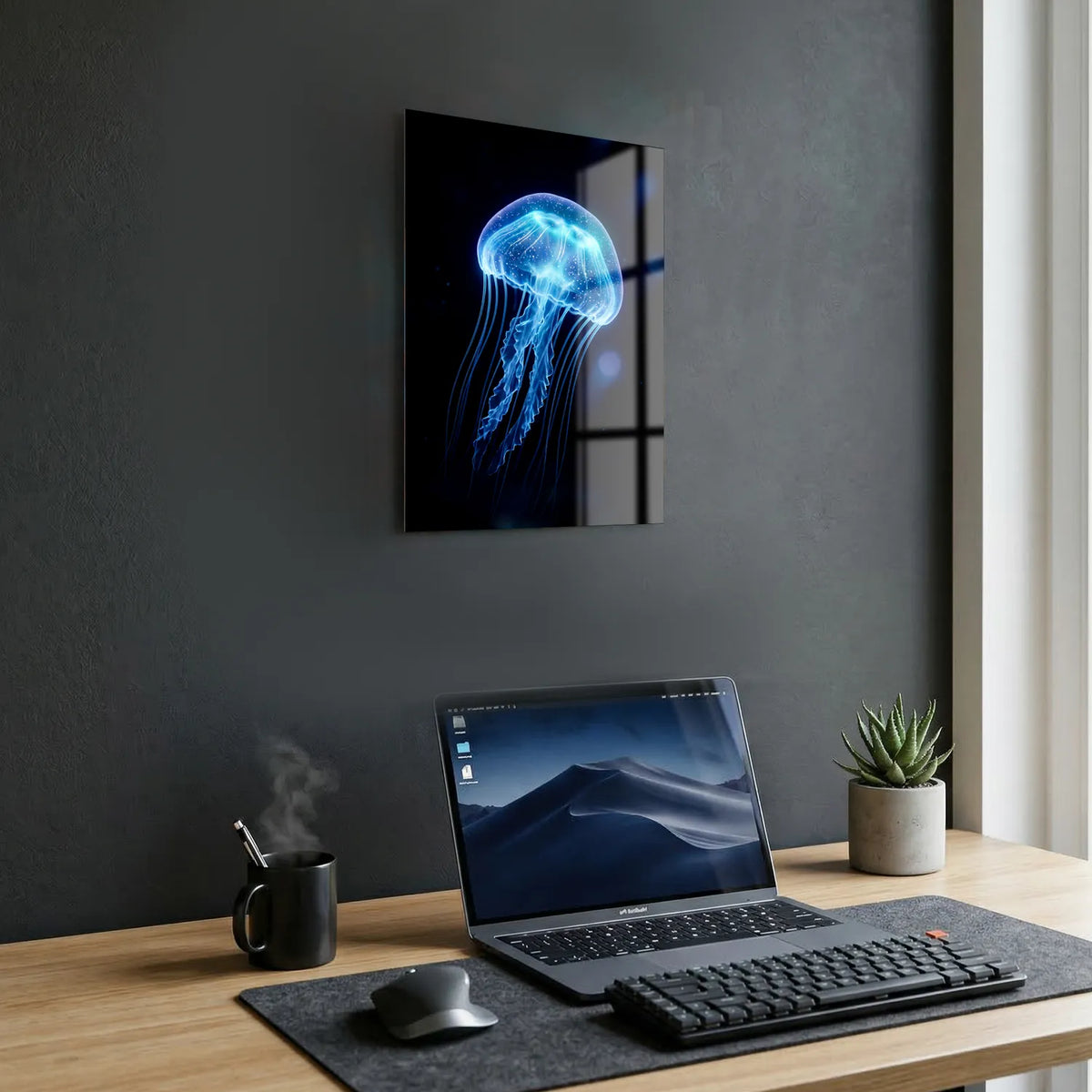 Tableau Méduse Bleue | en Métal Format A3