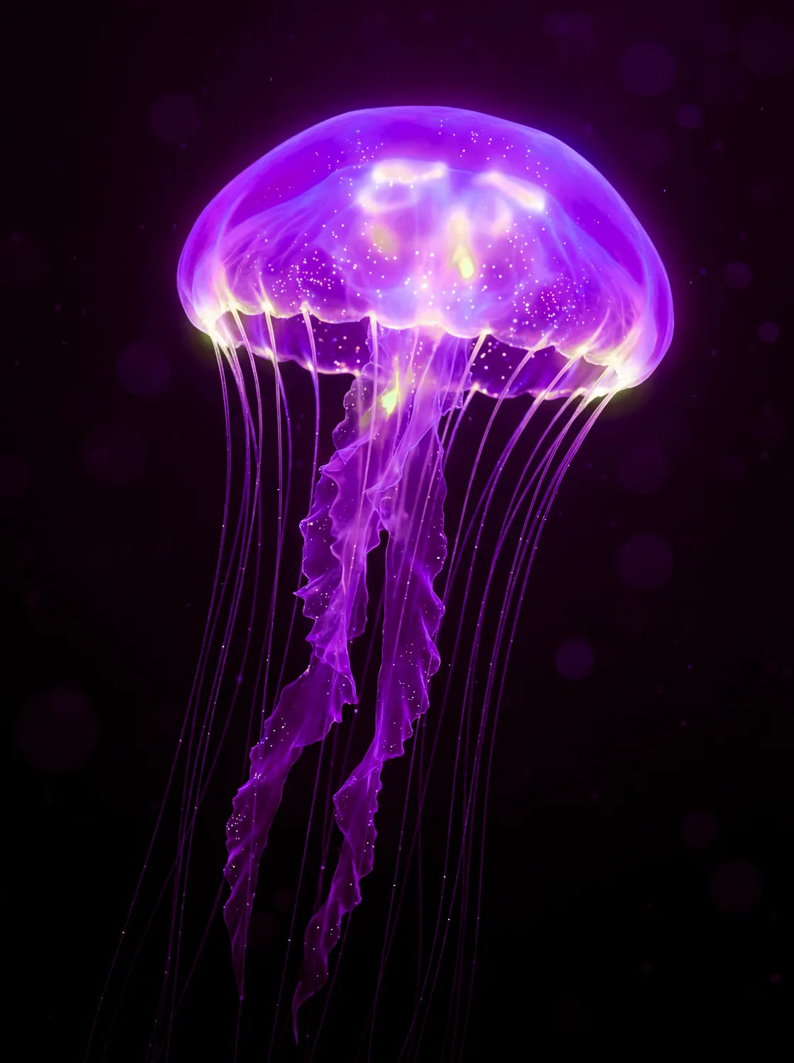 Tableau Méduse Violette | en Métal Format A3