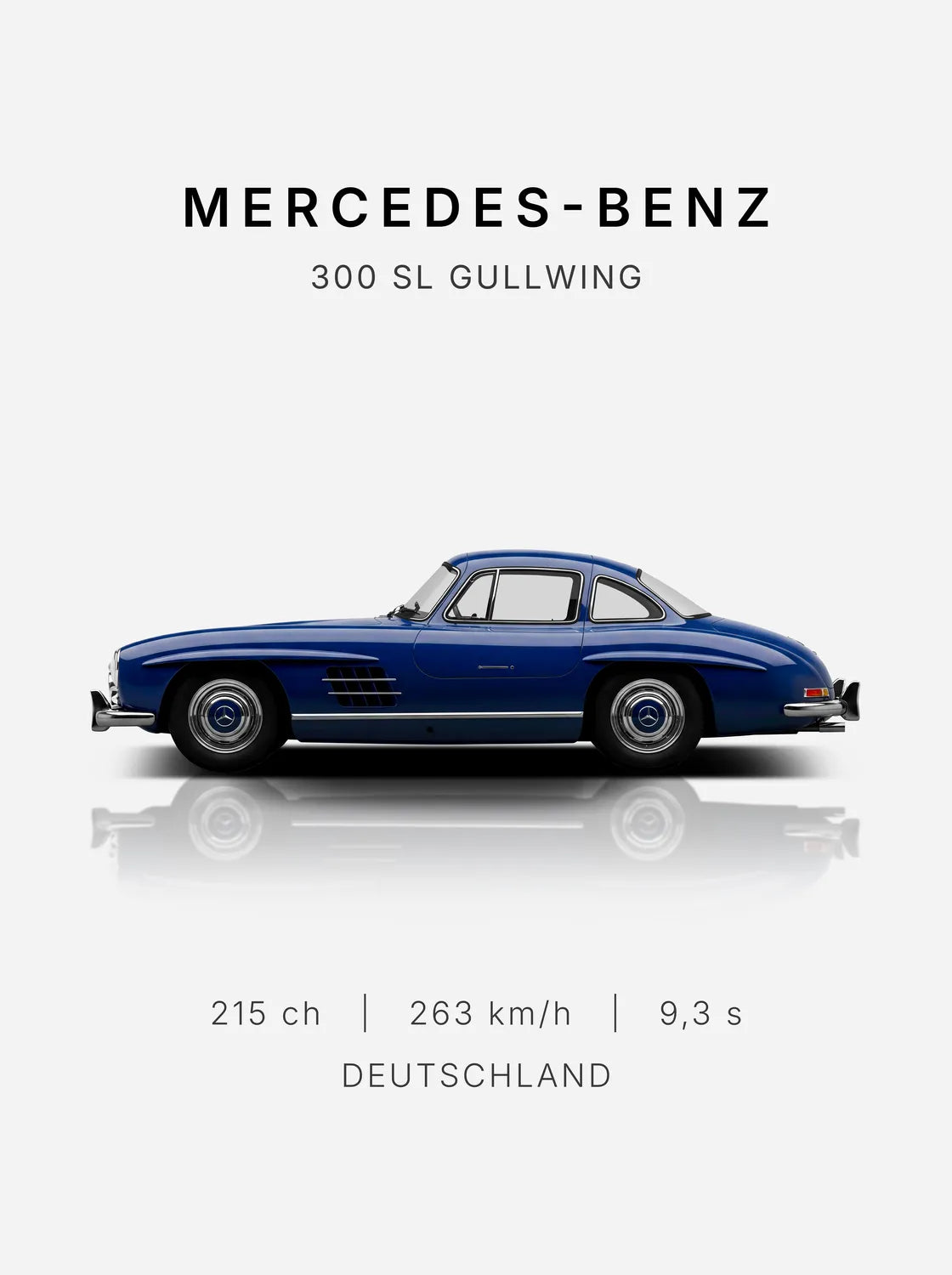 Tableau Mercedes Benz 300 SL Gullwing — Performances | en Métal Format A3