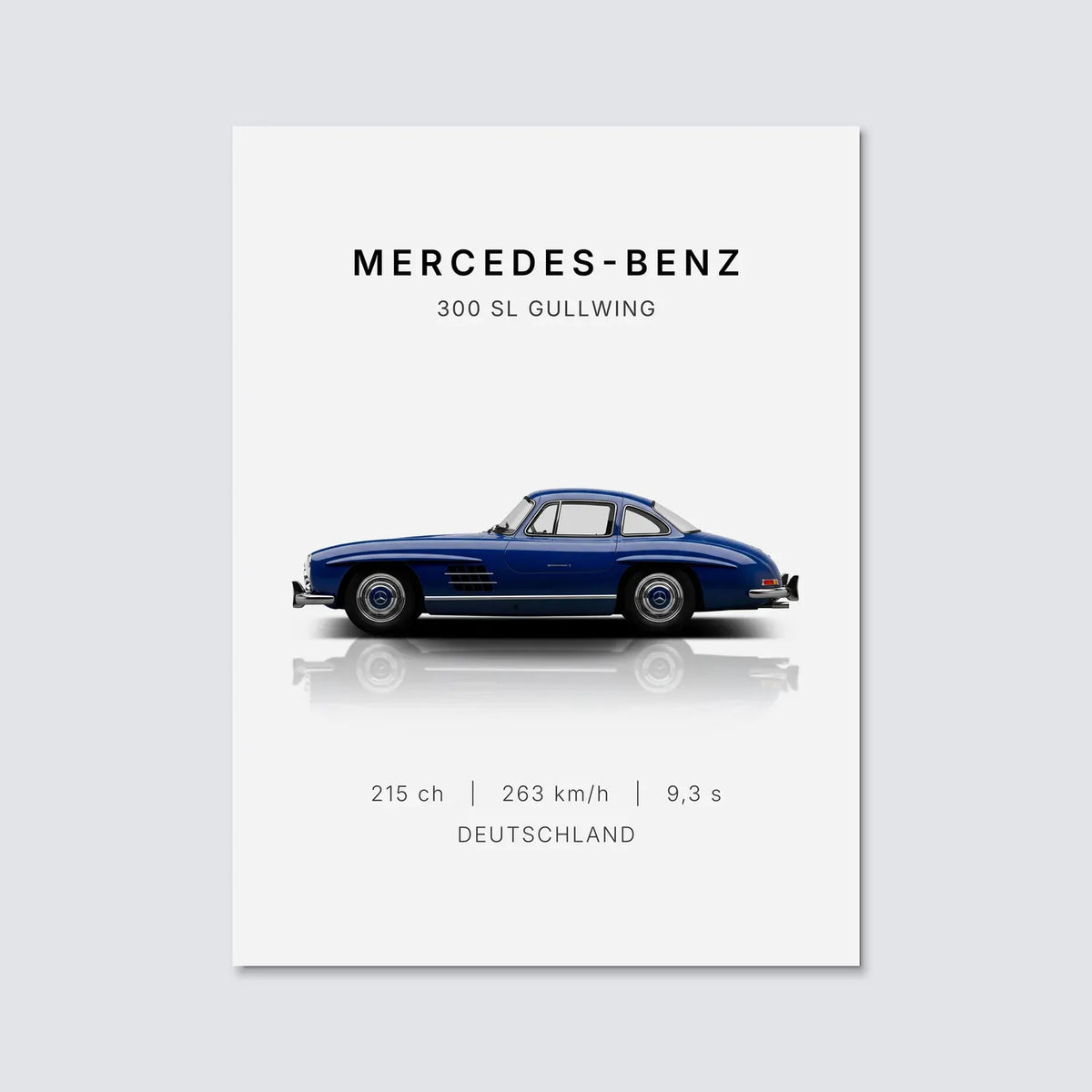 Tableau Mercedes Benz 300 SL Gullwing — Performances | en Métal Format A3