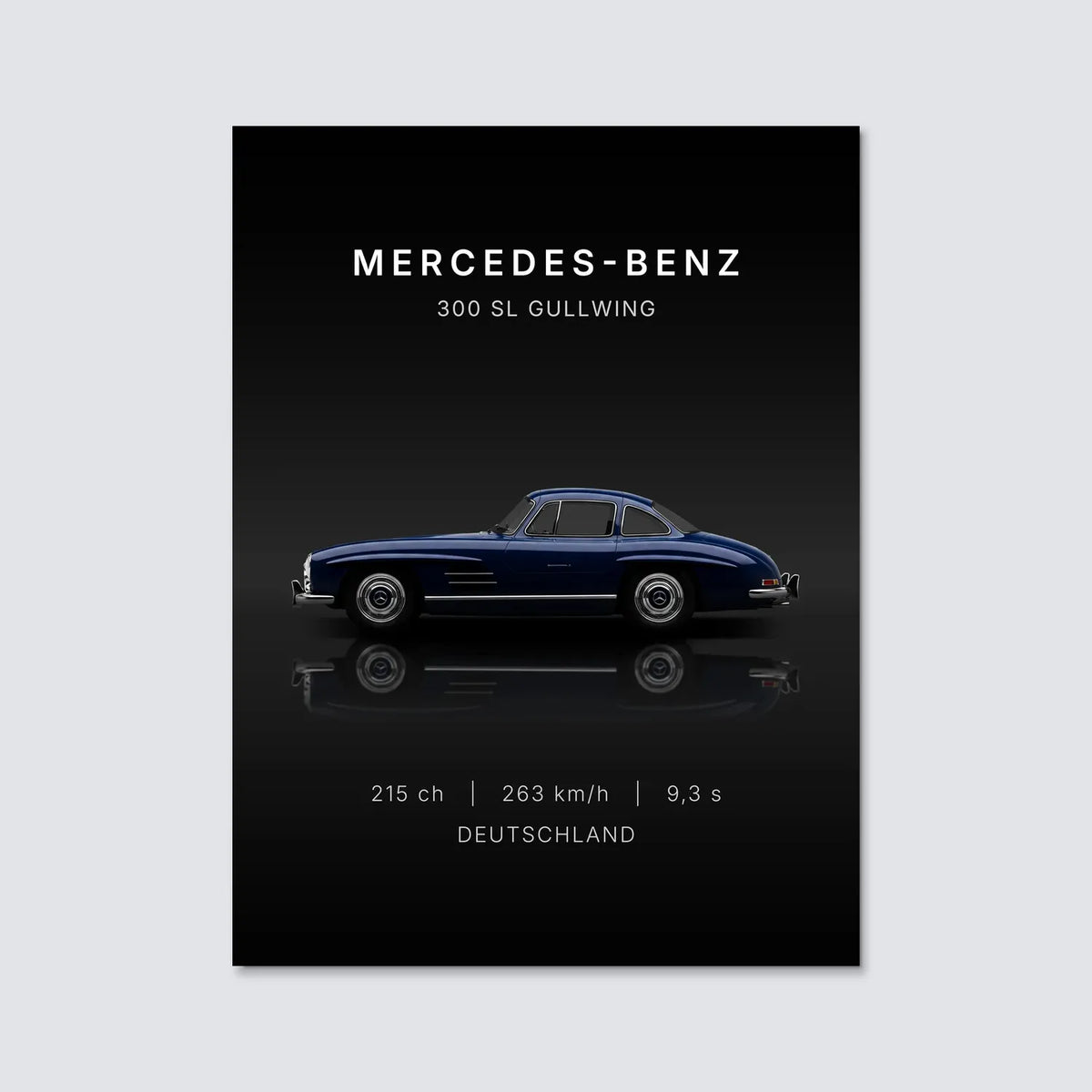 Tableau Mercedes Benz 300 SL Gullwing — Performances | en Métal Format A3