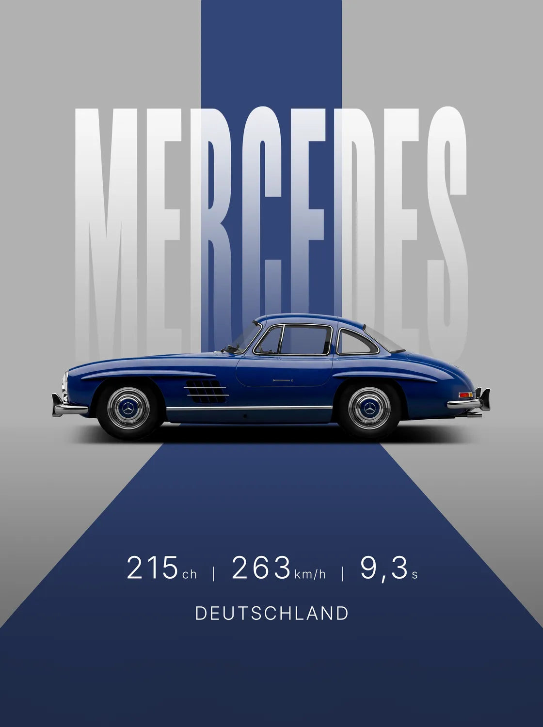 Tableau Mercedes Benz 300 SL Gullwing — Studio | en Métal Format A3