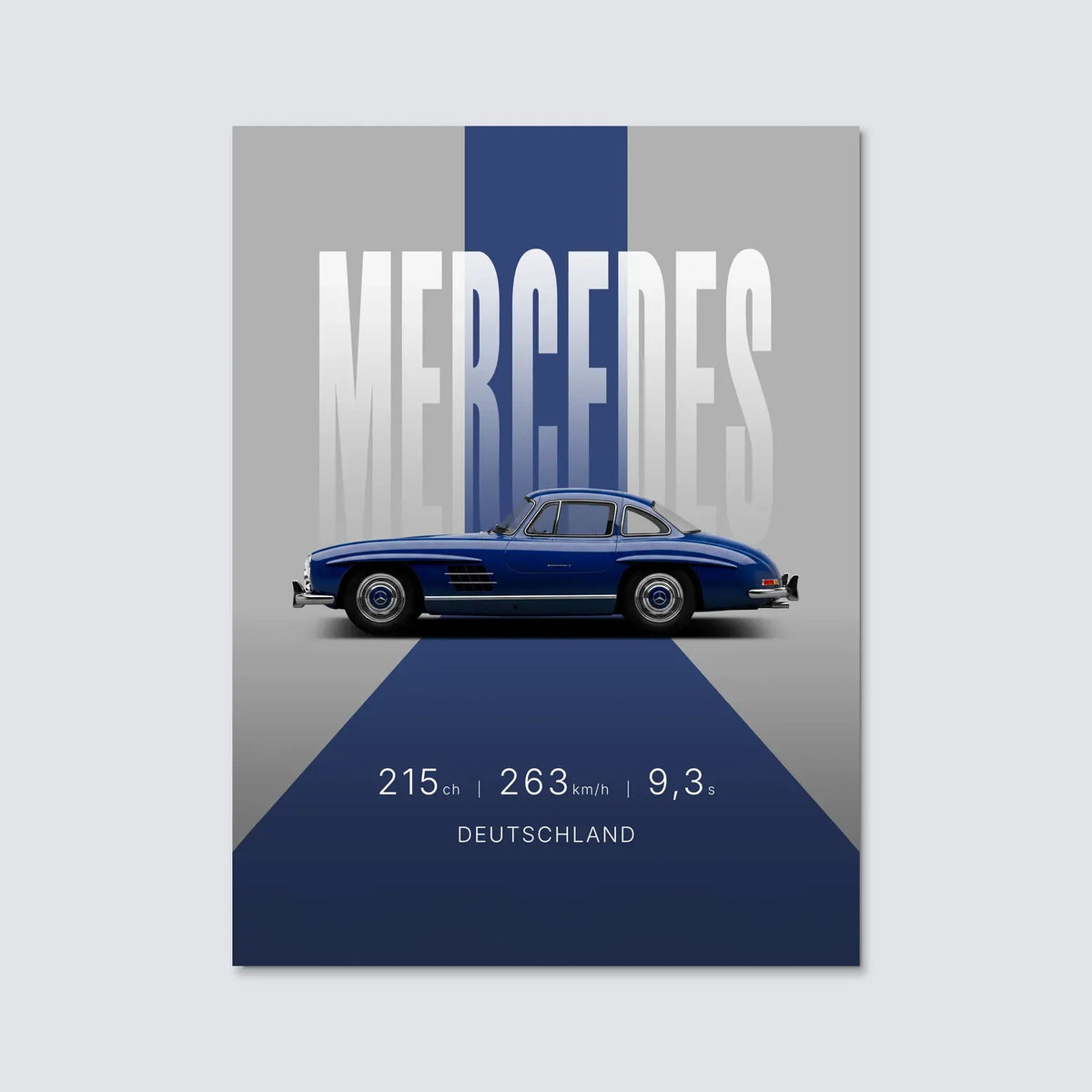 Tableau Mercedes Benz 300 SL Gullwing — Studio | en Métal Format A3