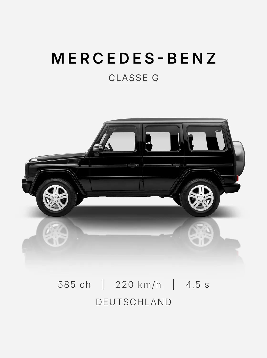 Tableau Mercedes classe G — Performances | en Métal Format A3