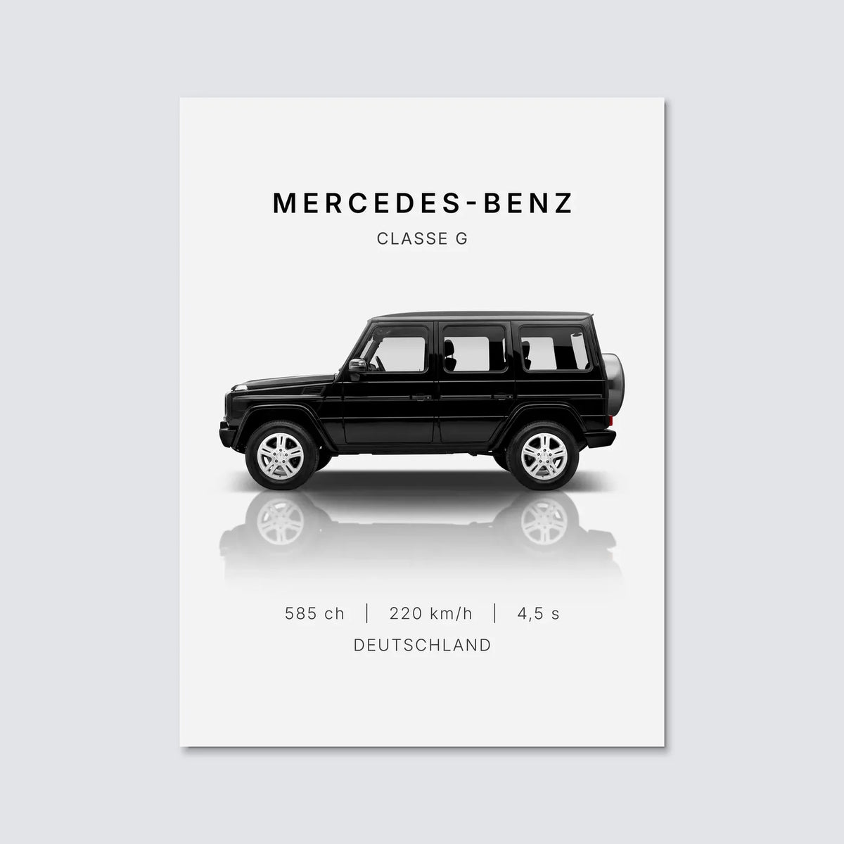 Tableau Mercedes classe G — Performances | en Métal Format A3