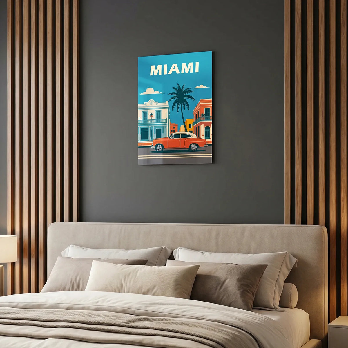 Tableau Miami - Illustration | en Métal Format A3