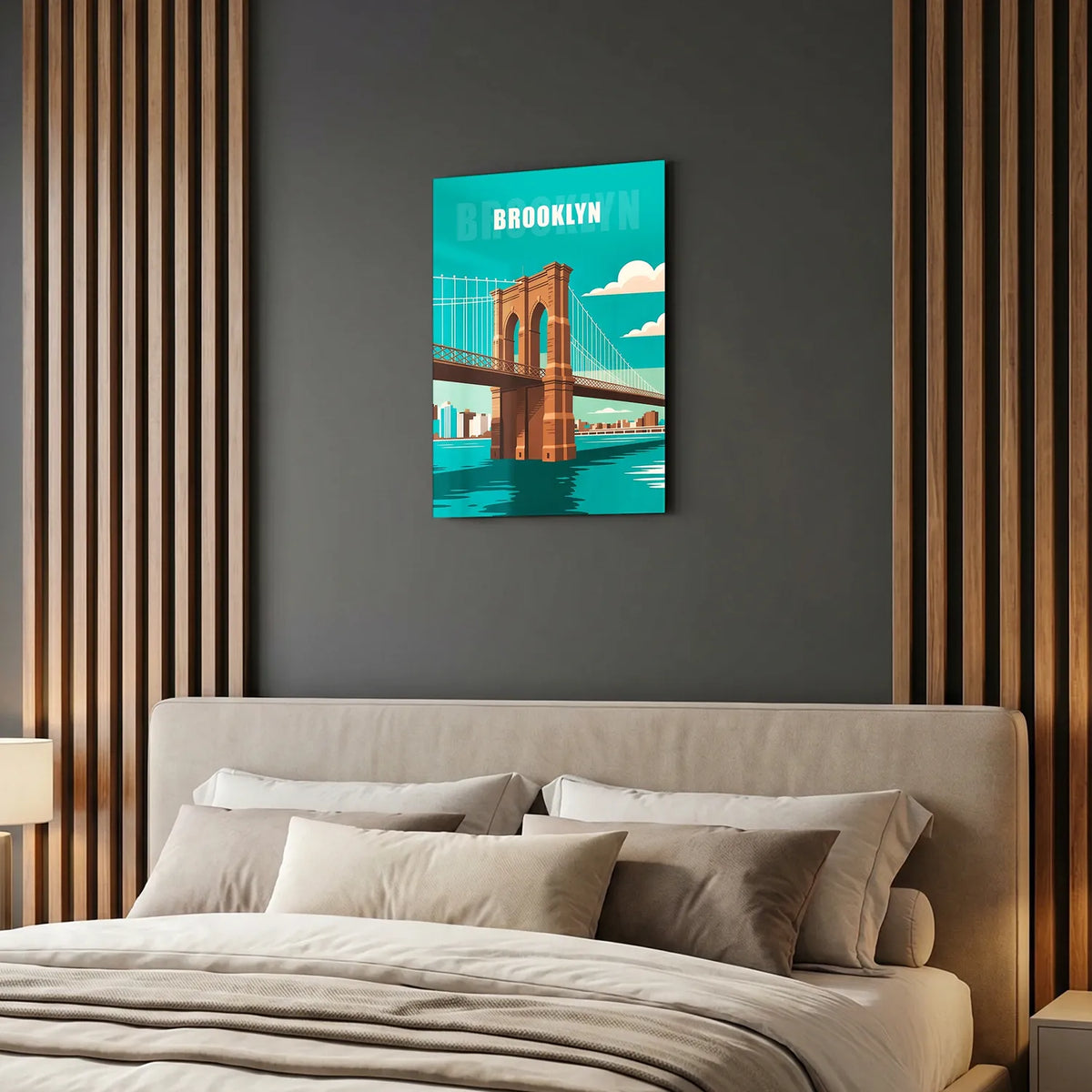 Tableau Brooklyn Bridge New York - Illustration | en Métal Format A3