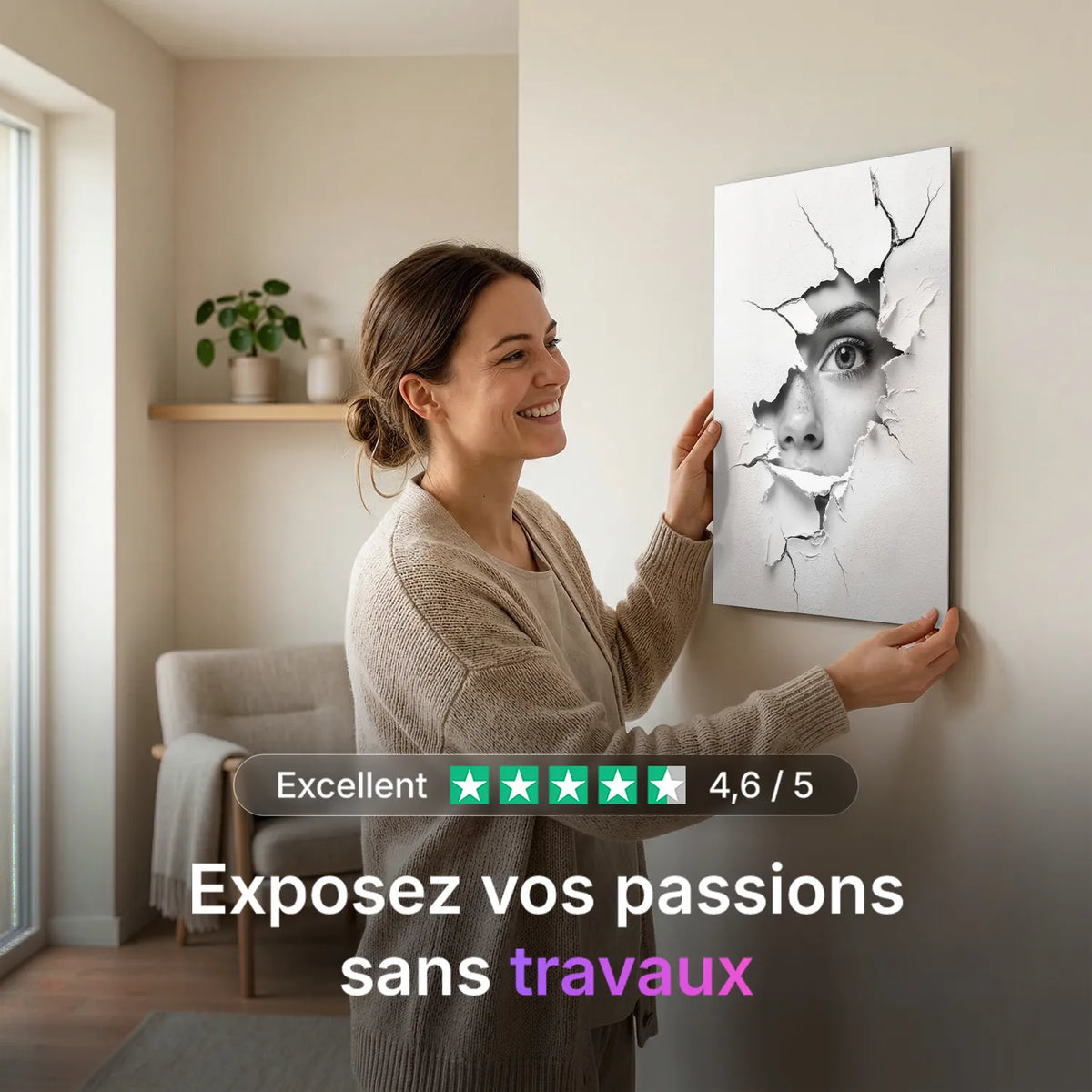 Tableau Entre 2 Mondes N&B | en Métal Format A3