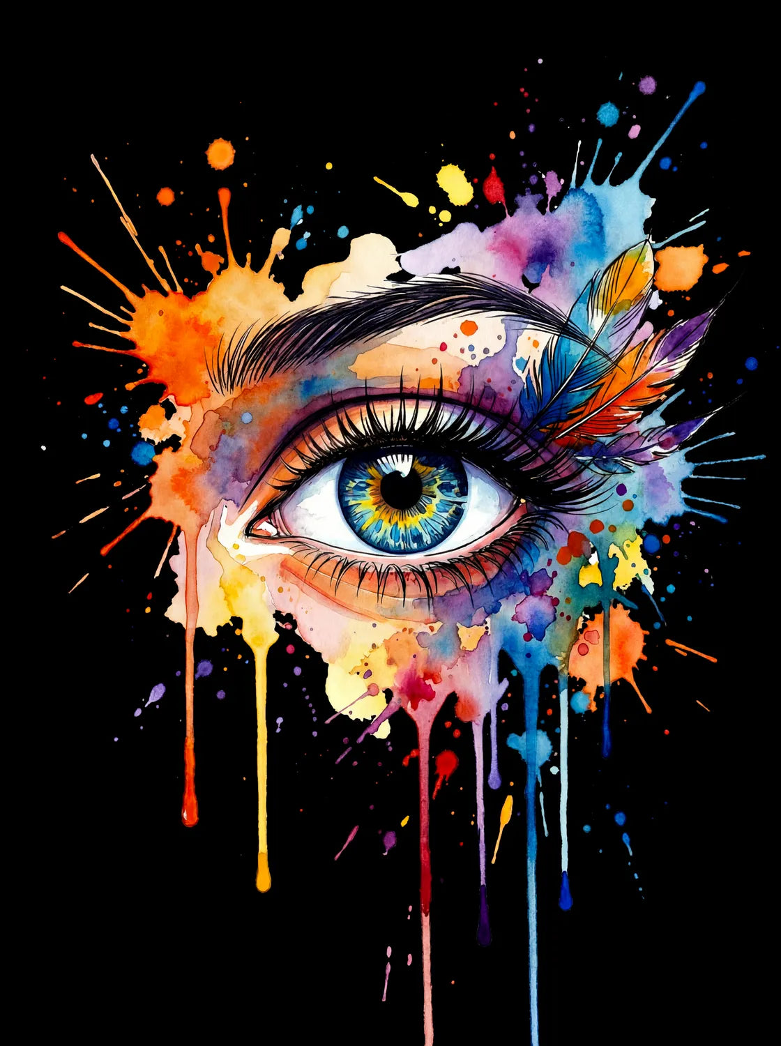 Tableau Oeil aquarelle sombre | en Métal Format A3