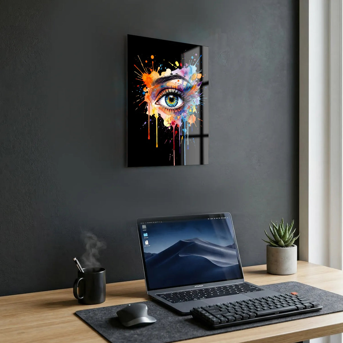 Tableau Oeil aquarelle sombre | en Métal Format A3