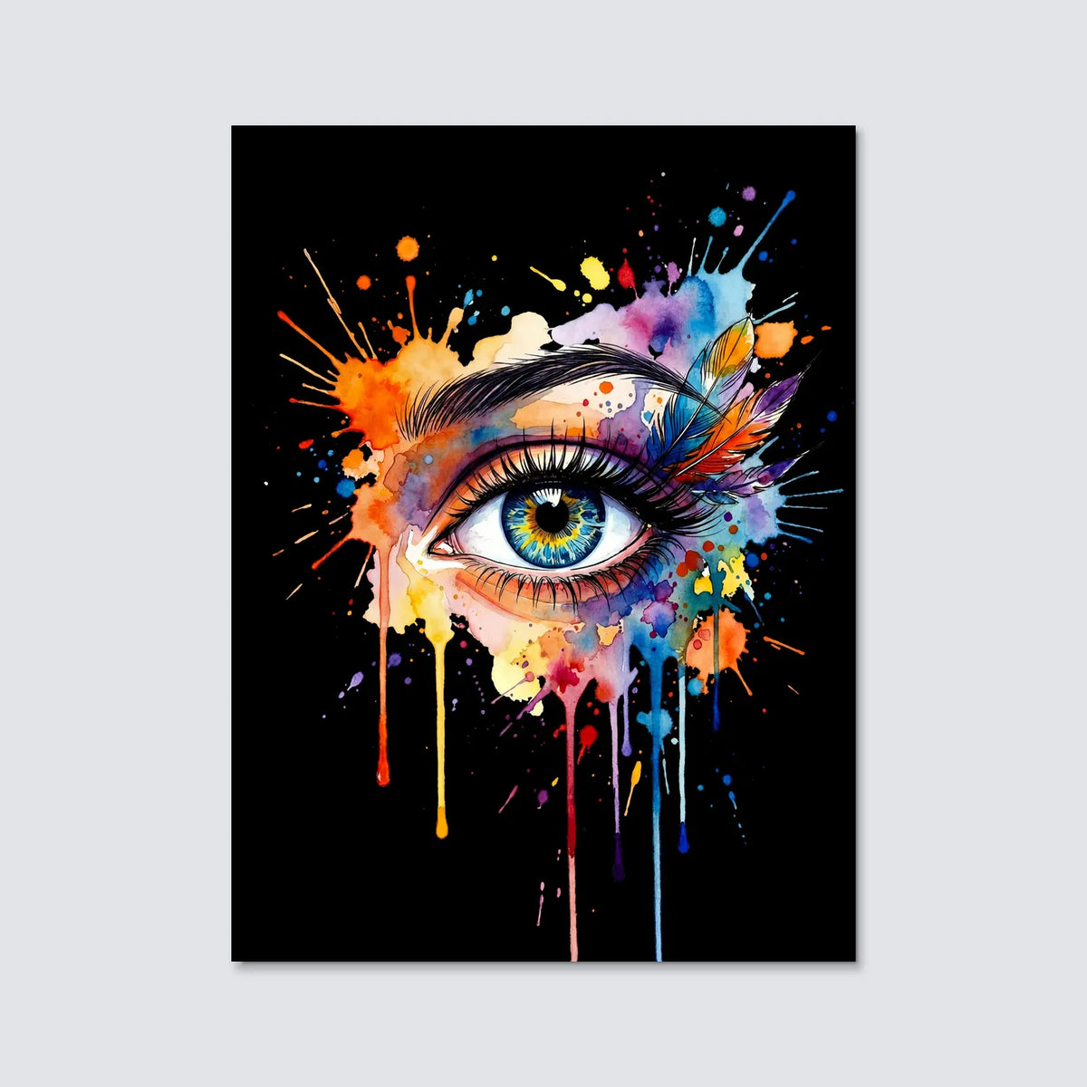 Tableau Oeil aquarelle sombre | en Métal Format A3