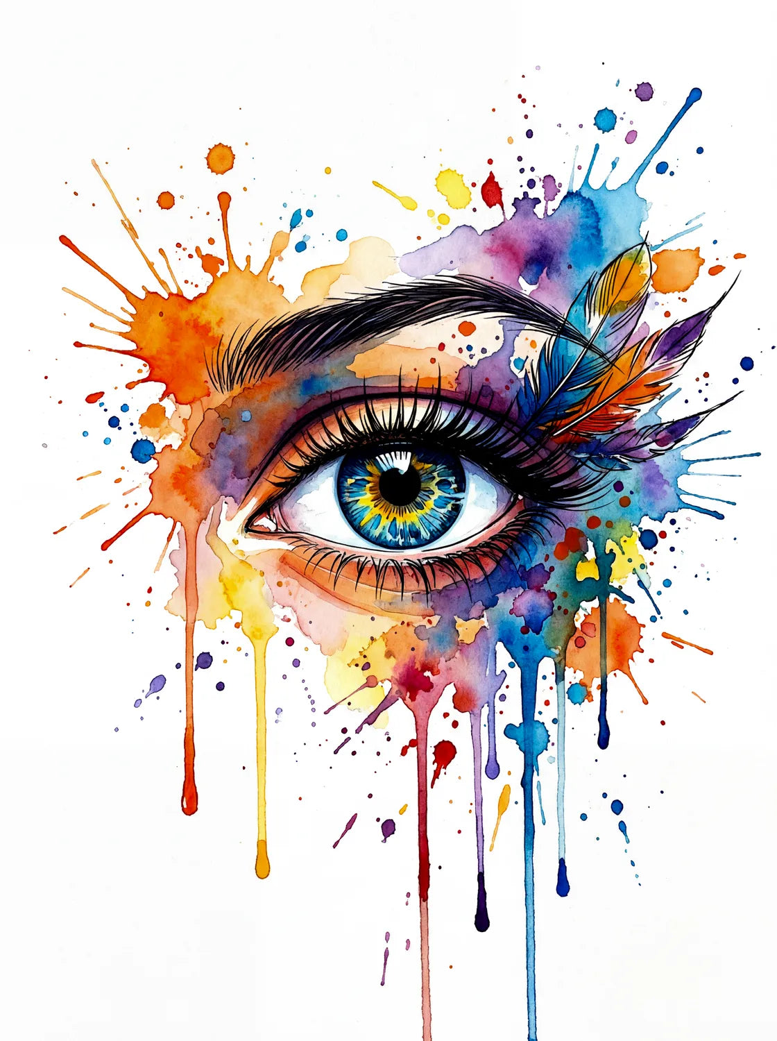 Tableau Oeil aquarelle clair | en Métal Format A3