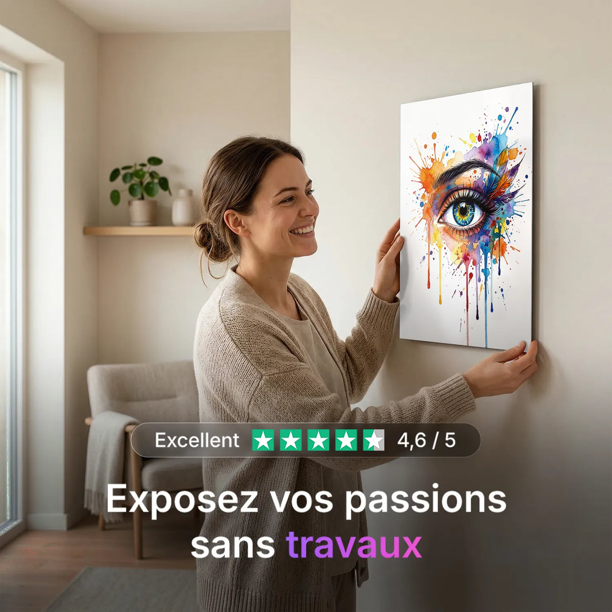 Tableau Oeil aquarelle clair | en Métal Format A3