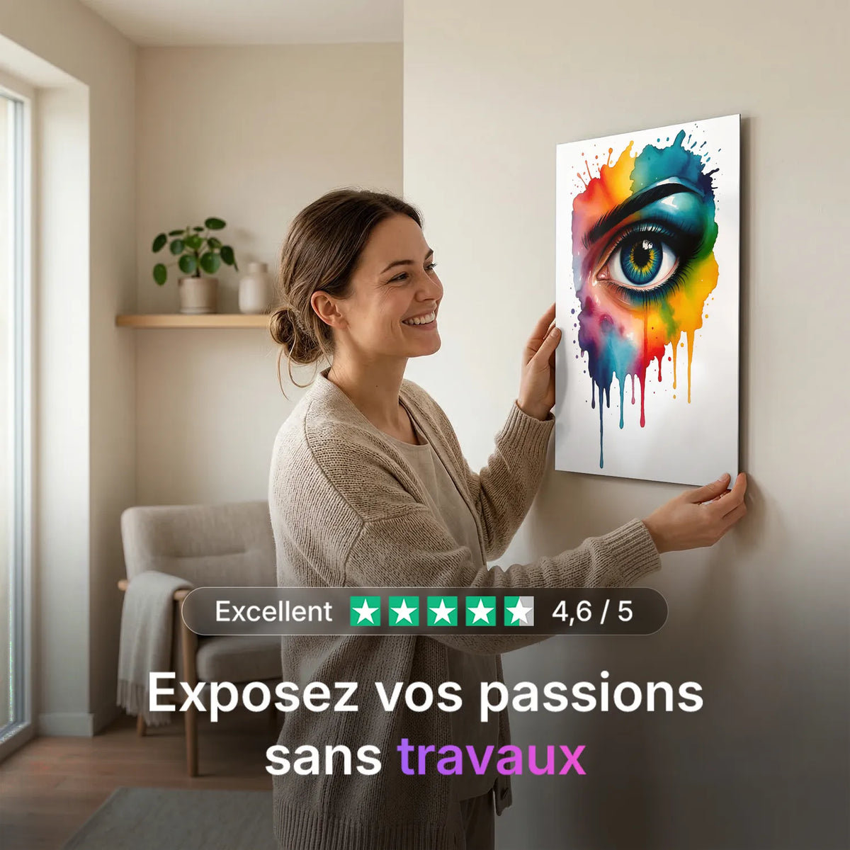 Tableau Oeil peinture clair | en Métal Format A3