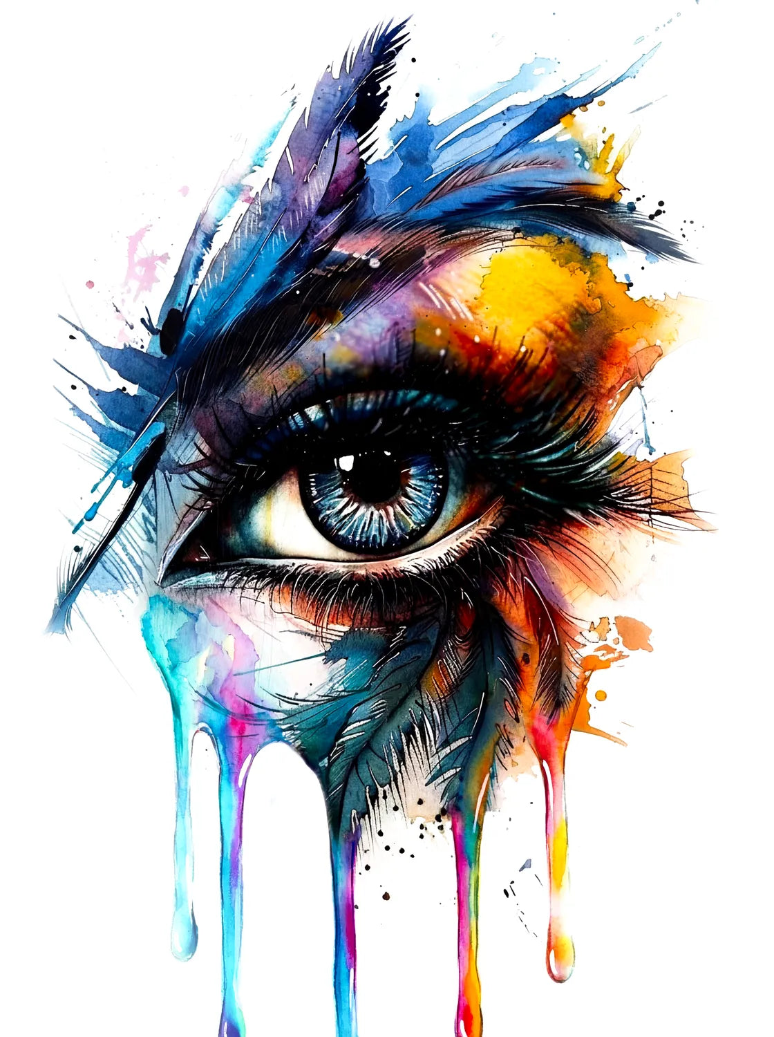 Tableau Oeil plume clair | en Métal Format A3