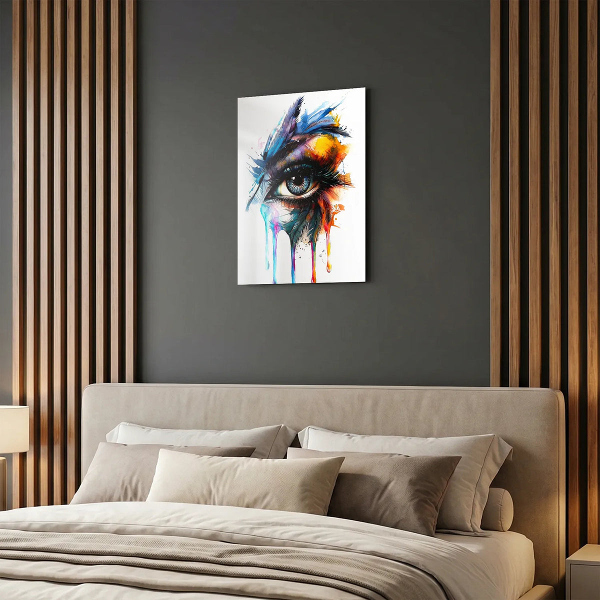 Tableau Oeil plume clair | en Métal Format A3