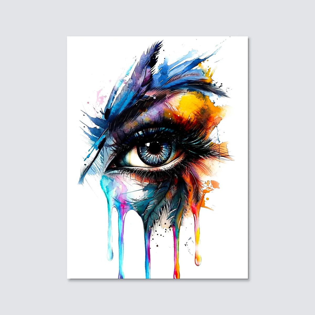 Tableau Oeil plume clair | en Métal Format A3