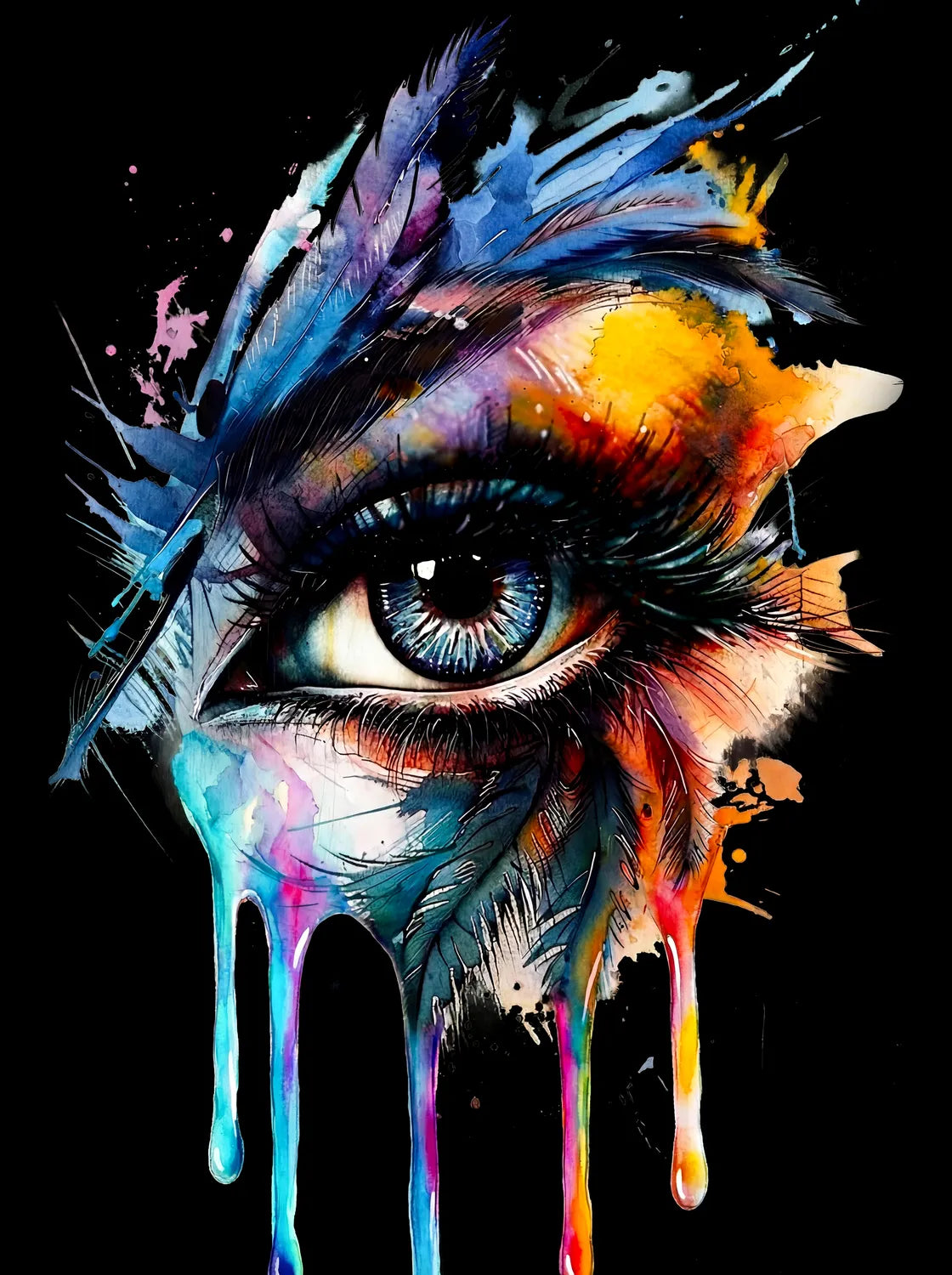 Tableau Oeil plume sombre | en Métal Format A3