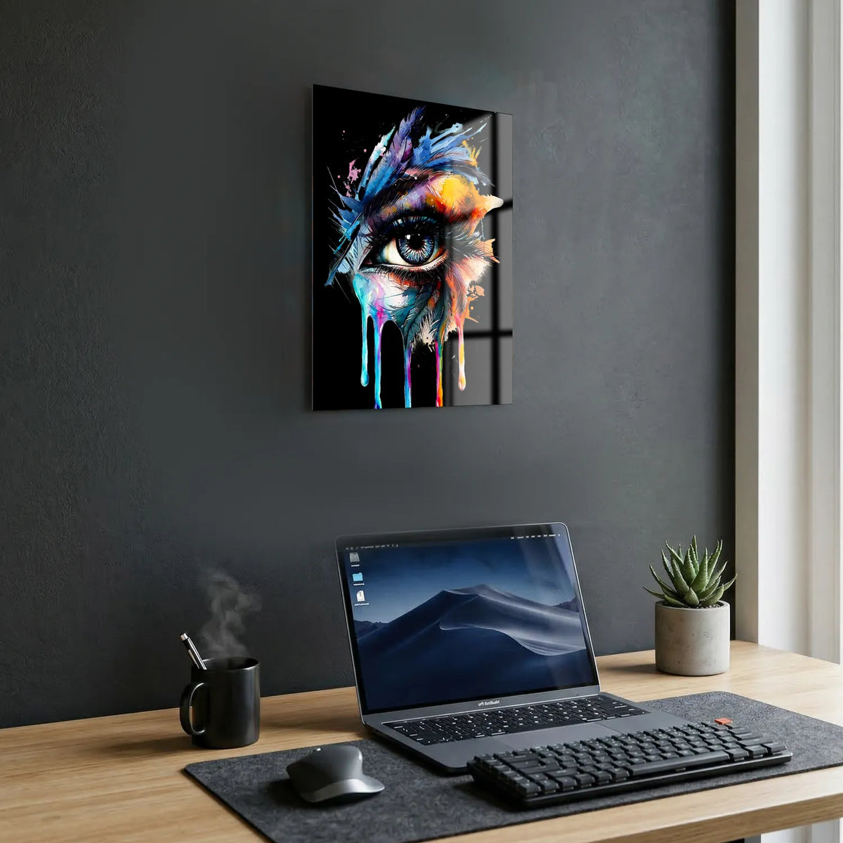 Tableau Oeil plume sombre | en Métal Format A3