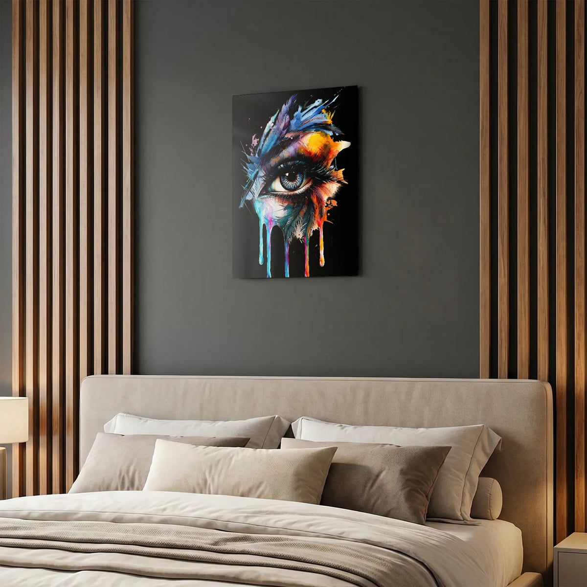 Tableau Oeil plume sombre | en Métal Format A3