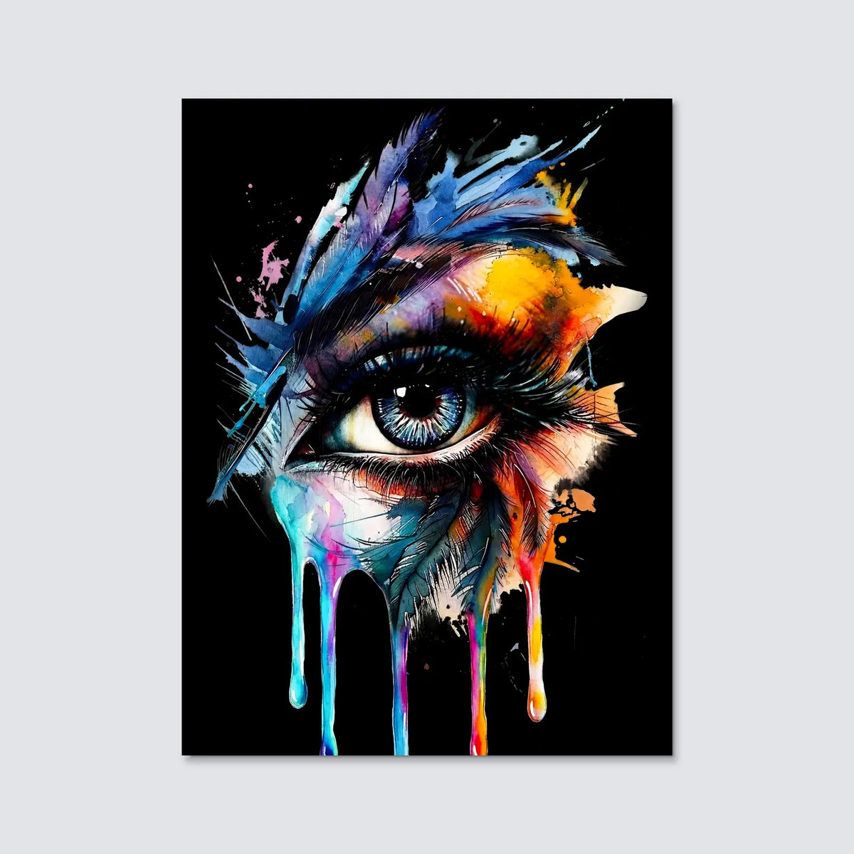 Tableau Oeil plume sombre | en Métal Format A3