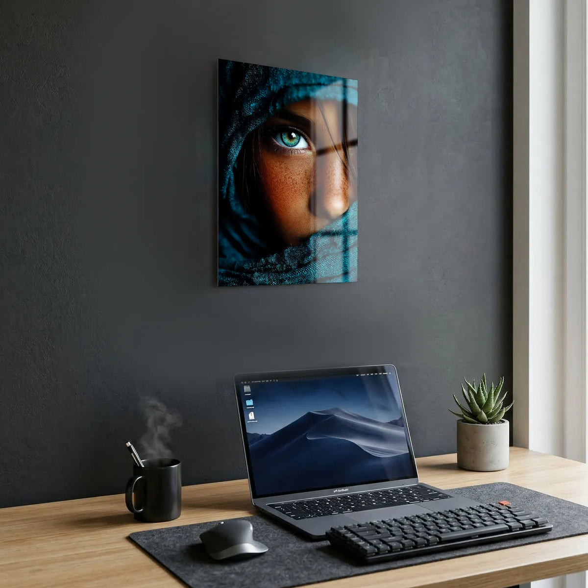 Tableau Kaïla voile bleu | en Métal Format A3