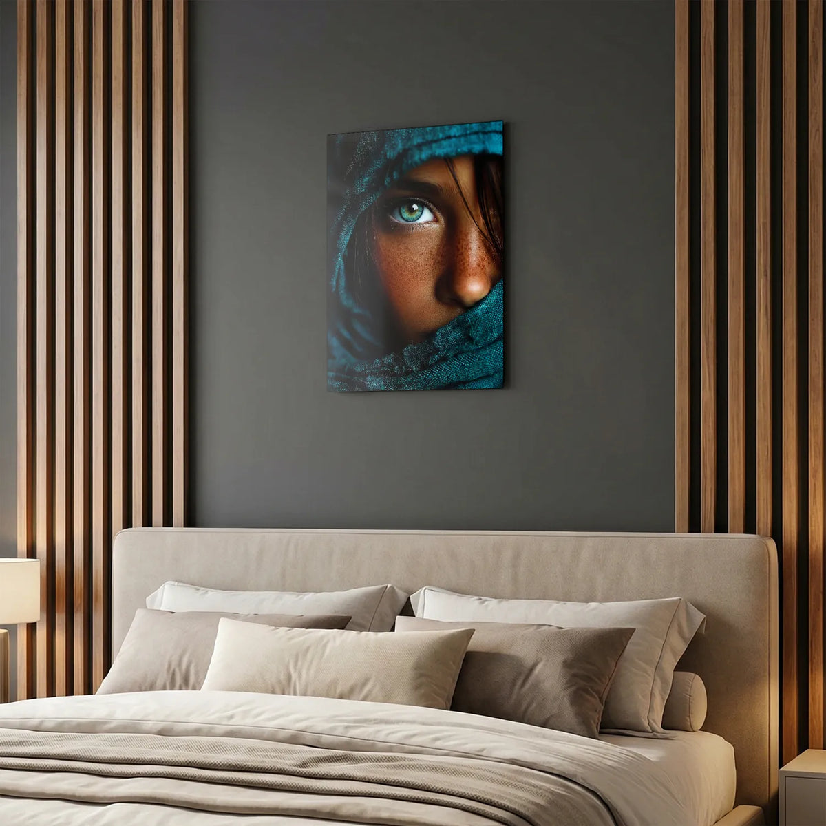 Tableau Kaïla voile bleu | en Métal Format A3