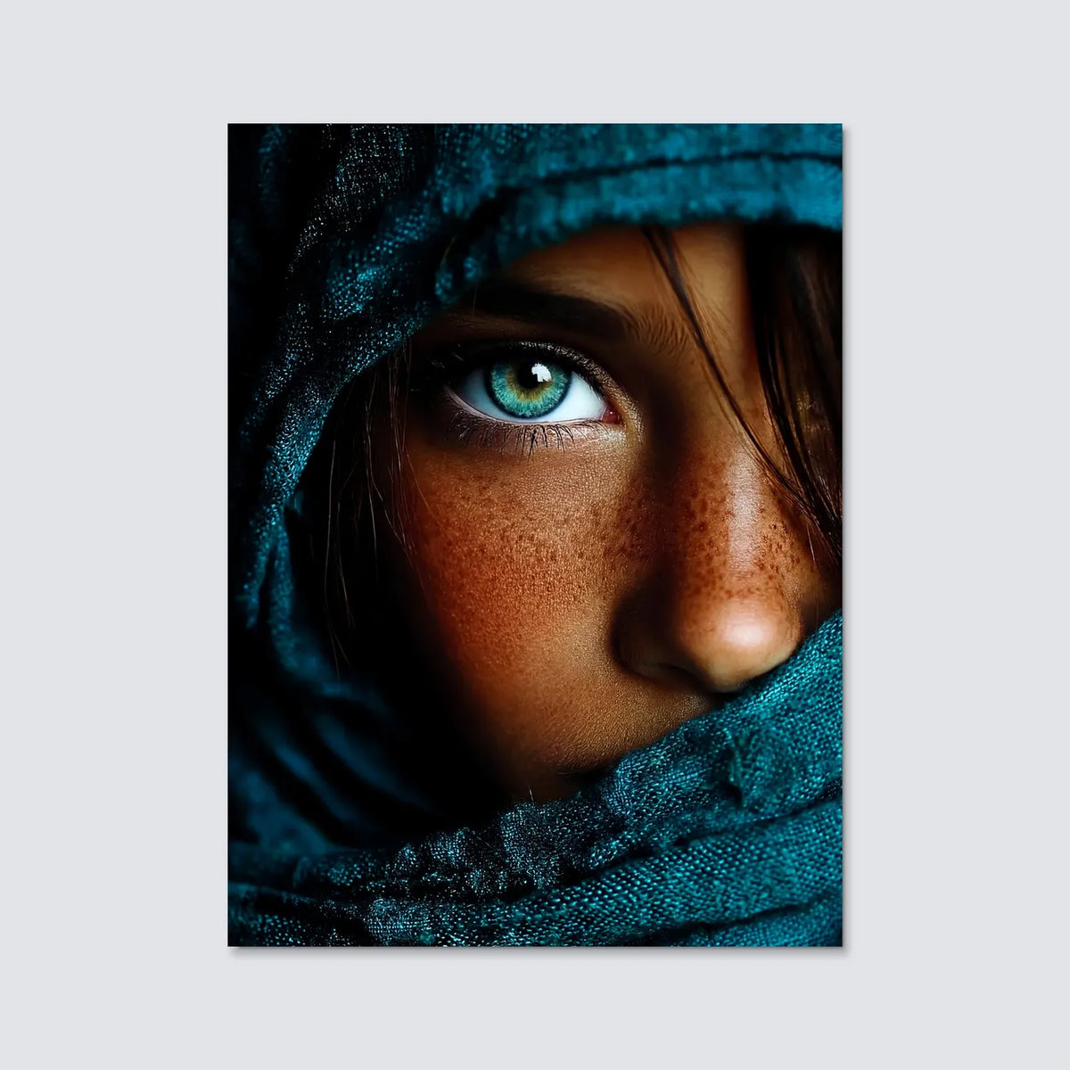 Tableau Kaïla voile bleu | en Métal Format A3