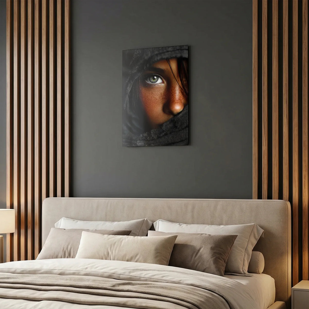 Tableau Kaïla voile noir | en Métal Format A3
