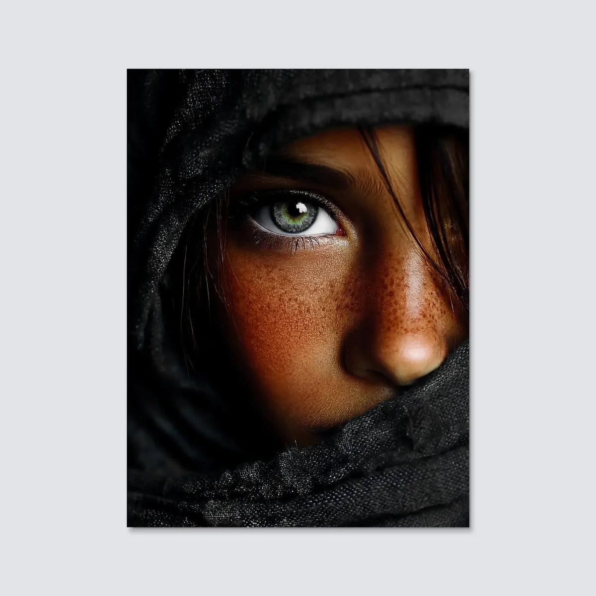 Tableau Kaïla voile noir | en Métal Format A3