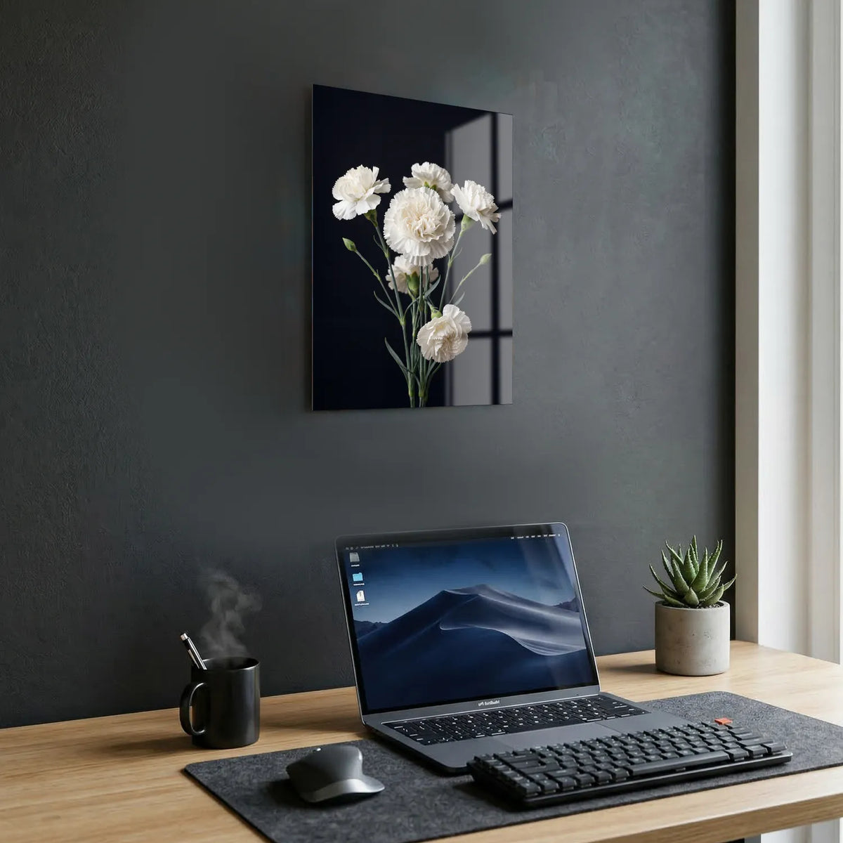 Tableau Oeillets blancs | en Métal Format A3